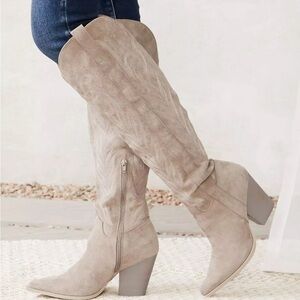 Buckle Tall Western Boot Society Tan Over the Knee Boots with Western Flair